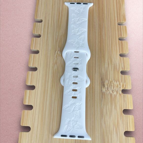Apple Watch Band Butterfly Silicone Strap Buckle White 42/44/45/49mm NWT - Picture 9 of 10